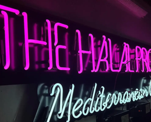 Pink neon sign.