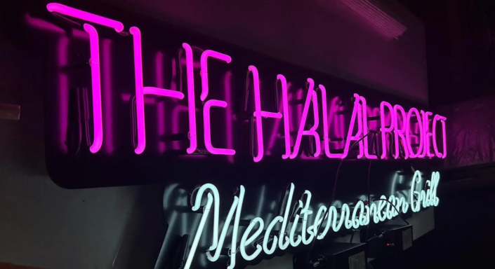 Pink neon sign.